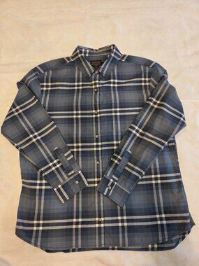Pendleton Shirt Women's L Blue White Plaid Brushed Twill Button Up Top